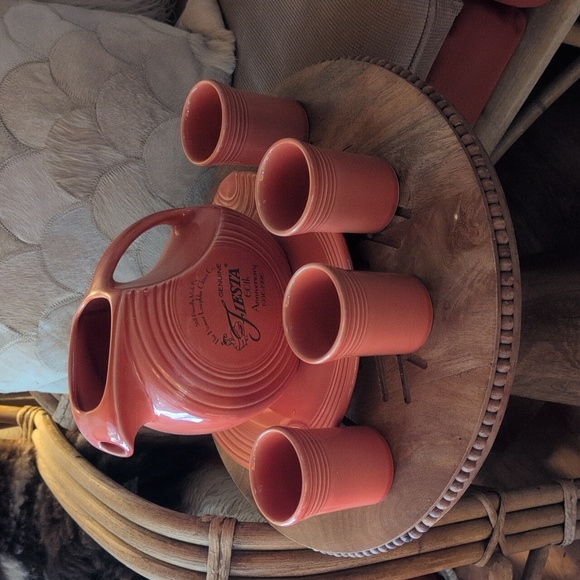 Fiestaware Persimmon Permotional Set "1996"Water Pitcher and Tumblers - Picture 9 of 10